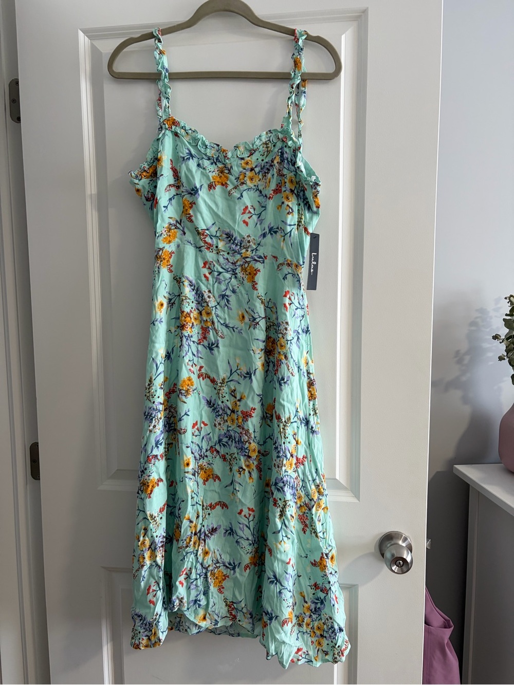 Lulus Sage Floral Tie Back Midi Dress